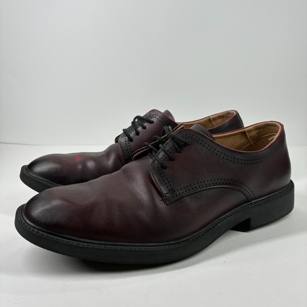 Belvedere Vegan Attilio Men's US 10.5D Burgundy Leather Derby Dress Shoes Brazil